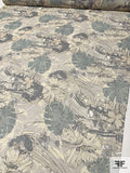 Abstract Leaf Printed Silk Chiffon - Stone / Grey / Mint