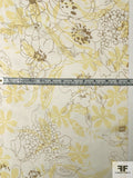 Floral on Floral Printed Silk Chiffon - Butter Yellow / Cream / Brown