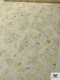 Floral on Floral Printed Silk Chiffon - Butter Yellow / Cream / Brown