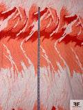 Abstract Flaming Striations Printed Silk Chiffon - Red / Salmon / White