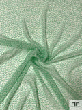 Spots in Criss Cross Printed Silk Chiffon - Shades of Green / Sky Blue