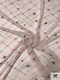 Geometric Grid Printed Silk Chiffon - Pink / Eggplant / Chartreuse / Periwinkle