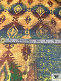 Ethnic Boho Printed Silk Chiffon - Blues / Greens / Brick / Yellows