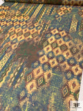 Ethnic Boho Printed Silk Chiffon - Blues / Greens / Brick / Yellows