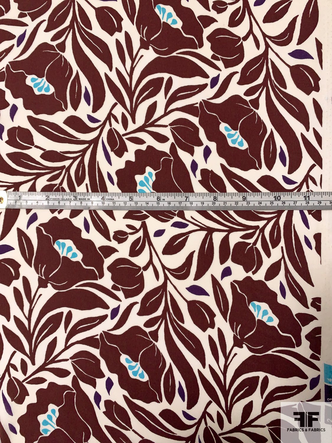 Tulip Silhouette Printed Silk Georgette - Maroon / White / Sky Blue / Purple