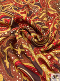 Paisley Printed Silk Georgette - Maroon / Red / Brick / Mustard