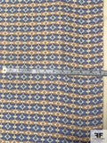 Art Deco Linear Pattern Printed Silk Georgette - Periwinkle / Tan / Cream