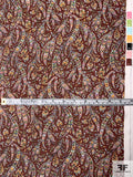 Paisley-Like Leaves Printed Silk Georgette - Butter Brown / Multicolor