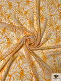 Tentacle Floral Printed Silk Georgette - Tangerine / Orange / Yellow / Off-White