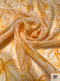 Tentacle Floral Printed Silk Georgette - Tangerine / Orange / Yellow / Off-White
