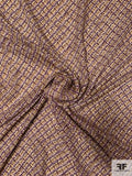 Diagonal Pebble Striped Printed Silk Georgette - Plue / Purple / Tan / Cream