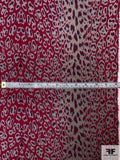 Animal Pattern Printed Silk Georgette - Wine Red / Burgundy / Grey-Stone