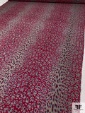 Animal Pattern Printed Silk Georgette - Wine Red / Burgundy / Grey-Stone