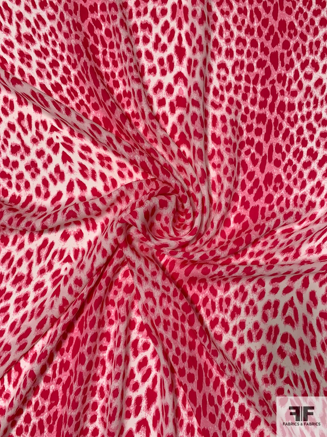 Animal Pattern Printed Silk Georgette - Magenta / Pink / White
