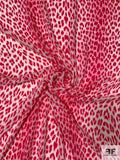 Animal Pattern Printed Silk Georgette - Magenta / Pink / White