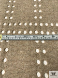Italian Wool Jersey with Cut Polka Dot Grid - Heather Tan