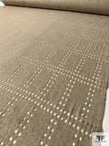Italian Wool Jersey with Cut Polka Dot Grid - Heather Tan