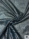 Italian Abstract Novelty Jacquard-Look Lamé on Organza - Metallic Icy Blue / Navy