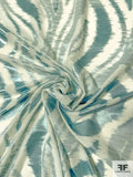 Italian Silk and Lurex Chiffon with Striations and Circles - Metallic Icy Seafoam / Off-White