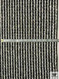 Italian Open Weave Striped Basketweave Rafia Novelty - Black / White
