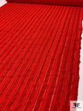 Italian Vertical Striped Fil Coupé Suiting Weight Novelty - Hot Red