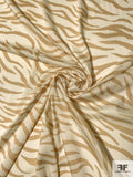 Italian Zebra Pattern Printed Polyester Twill - Tan / Ivory