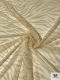Italian Zebra Pattern Printed Polyester Netting - Tan / Ivory