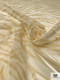 Italian Zebra Pattern Printed Polyester Netting - Tan / Ivory