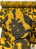 Italian Prabal Gurung Floral Silhouette Fil Coupé Novelty Gauze - Golden Yellow / Black