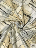 Italian Geometric 3D Burnout Printed Silk and Cotton Voile - Ivory / Cream / Beige / Black