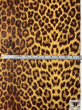 Animal Pattern Printed Jacquard Metallic Brocade - Yellow-Gold / Brown / Copper