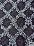 Damask Embroidered Stretch Denim Brocade - Black / Grey
