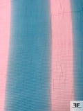 Pleated Tie-Dye Striped Polyester Chiffon - Soft Blue / Pink