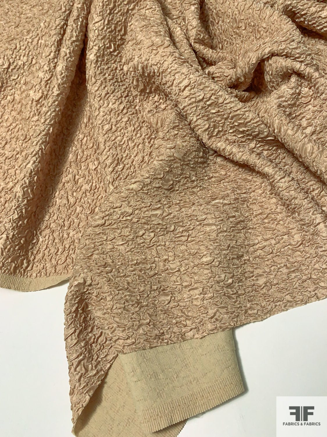 Textured Popcorn Knit with Metallic Print - Golden Beige