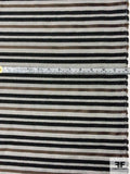 Italian Woven Horizontal Stripes on Organza Base - Black / Grey / Brown