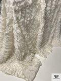 Silk Chiffon Fringe Novelty on Silk Habotai Base - Off-White