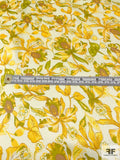 Exotic Floral Printed Silk Charmeuse - Yellow / Electric Olive / Pale Yellow
