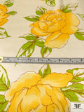 Classic Floral Printed Silk Charmeuse - Yellow / Lime Green / White