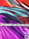 Abstract Painterly Marble Printed Stretch Silk Charmeuse - Multicolor