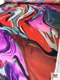 Abstract Painterly Marble Printed Stretch Silk Charmeuse - Multicolor