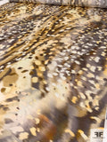 Abstract Hazy Animal Pattern Printed Silk Charmeuse - Shades of Brown / Earth