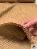 Italian Double Layered and Yarn 'Padded' Crinkled and Stitched Polyester Novelty - Tan