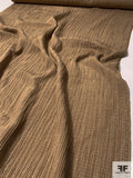 Italian Double Layered and Yarn 'Padded' Crinkled and Stitched Polyester Novelty - Tan