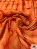 Tie-Dye Printed Rayon Chiffon-Georgette - Orange / Red