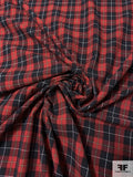 Plaid Yarn-Dyed Cotton Linen Shirting - Red / Burgundy / Yellow