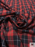Plaid Yarn-Dyed Cotton Linen Shirting - Red / Burgundy / Yellow