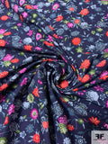 Cute Floral Printed Cotton Lawn - Navy / Red / Magenta / Teal