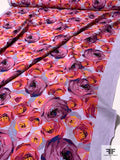 Art Collector Floral Printed Linen-Weave Cotton with Mechanical Stretch - Magenta / Pink / Coral / Lavender / Orange