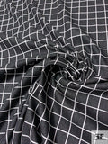 Italian Windowpane Reversible Stretch Cotton Suiting - Black / Off-White