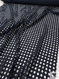 Circles Embroidered and Eyelet Linen - Navy